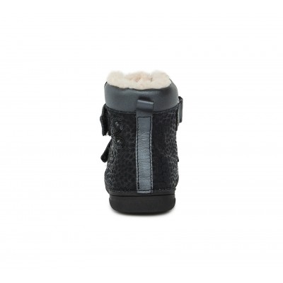D.D. step dievčenská detská celokožená zimná blikajúca obuv W078-238 Black
